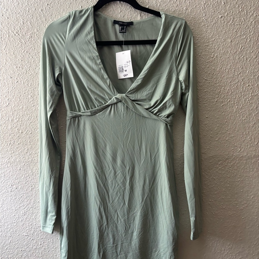 Forever 21 Light Green V-Neck Dress